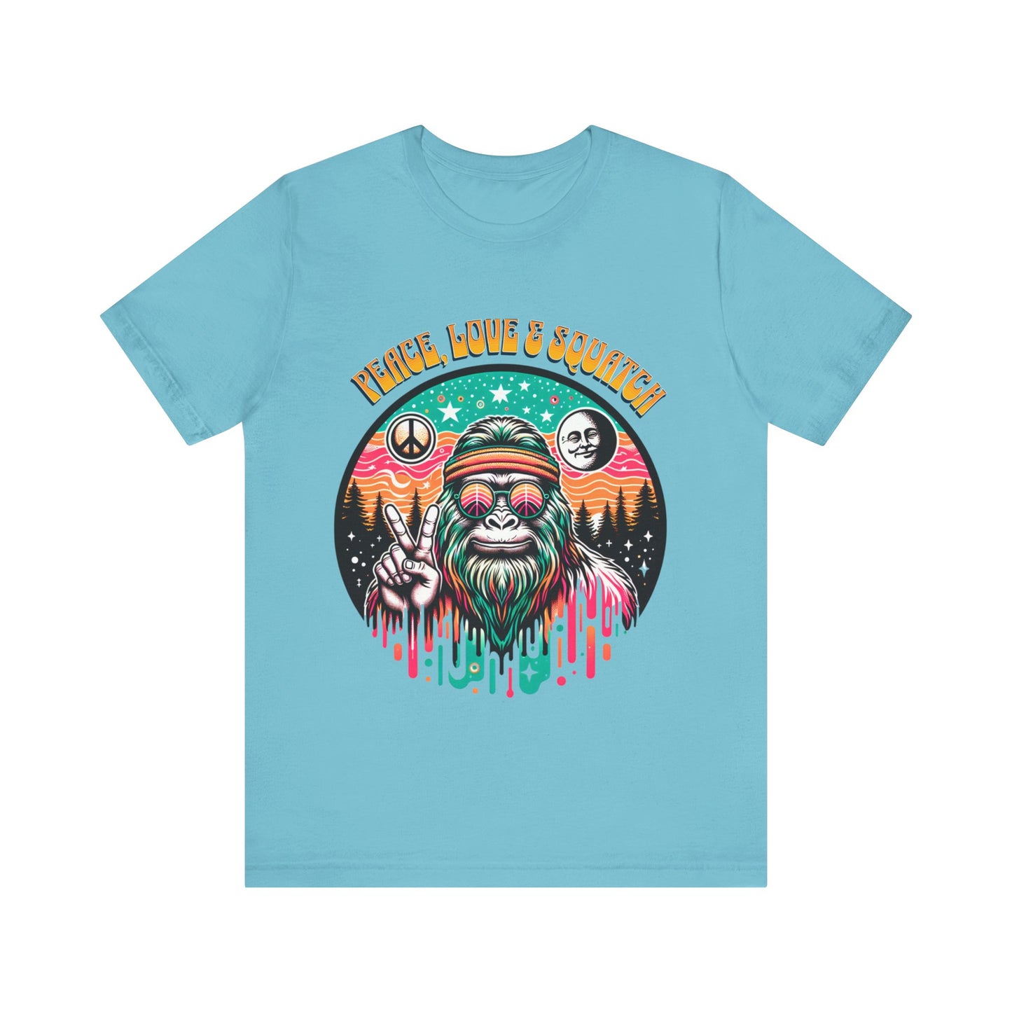 Peace, Love and Squatch - Unisex Jersey Short Sleeve Tee.