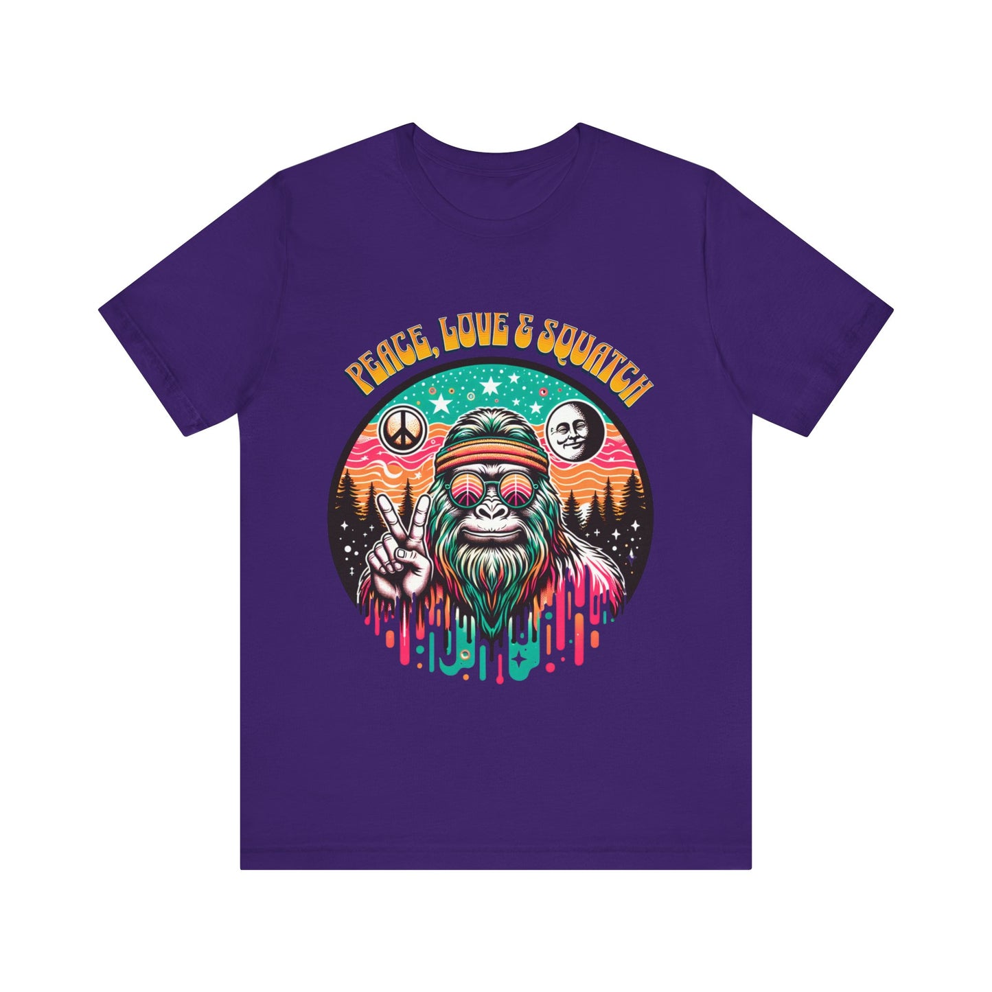 Peace, Love and Squatch - Unisex Jersey Short Sleeve Tee.