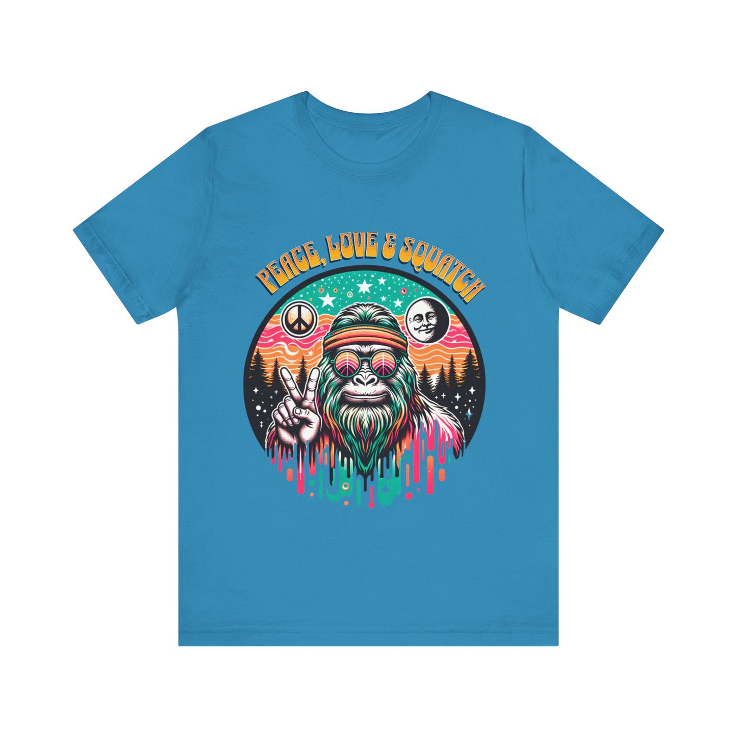 Peace, Love and Squatch - Unisex Jersey Short Sleeve Tee.