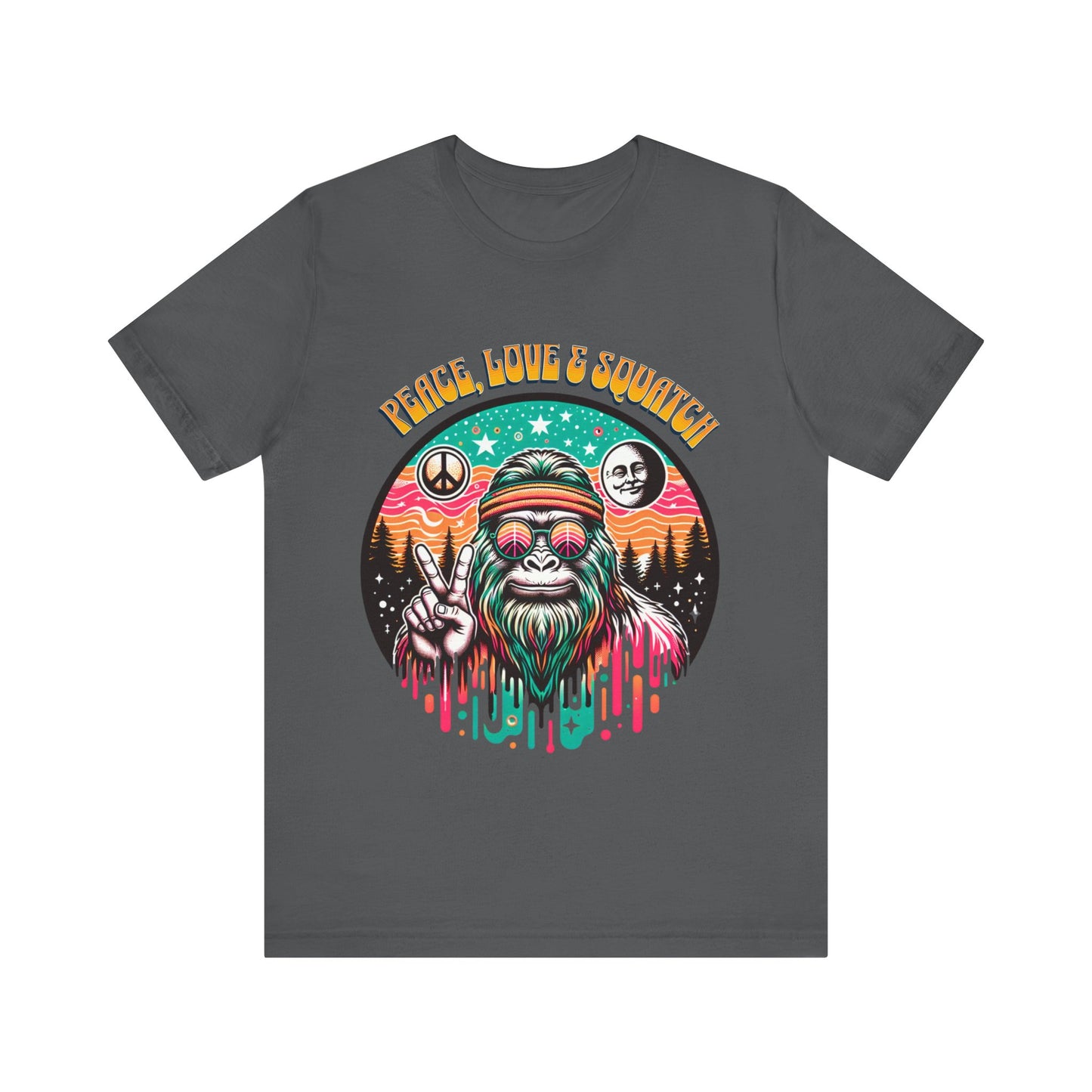 Peace, Love and Squatch - Unisex Jersey Short Sleeve Tee.