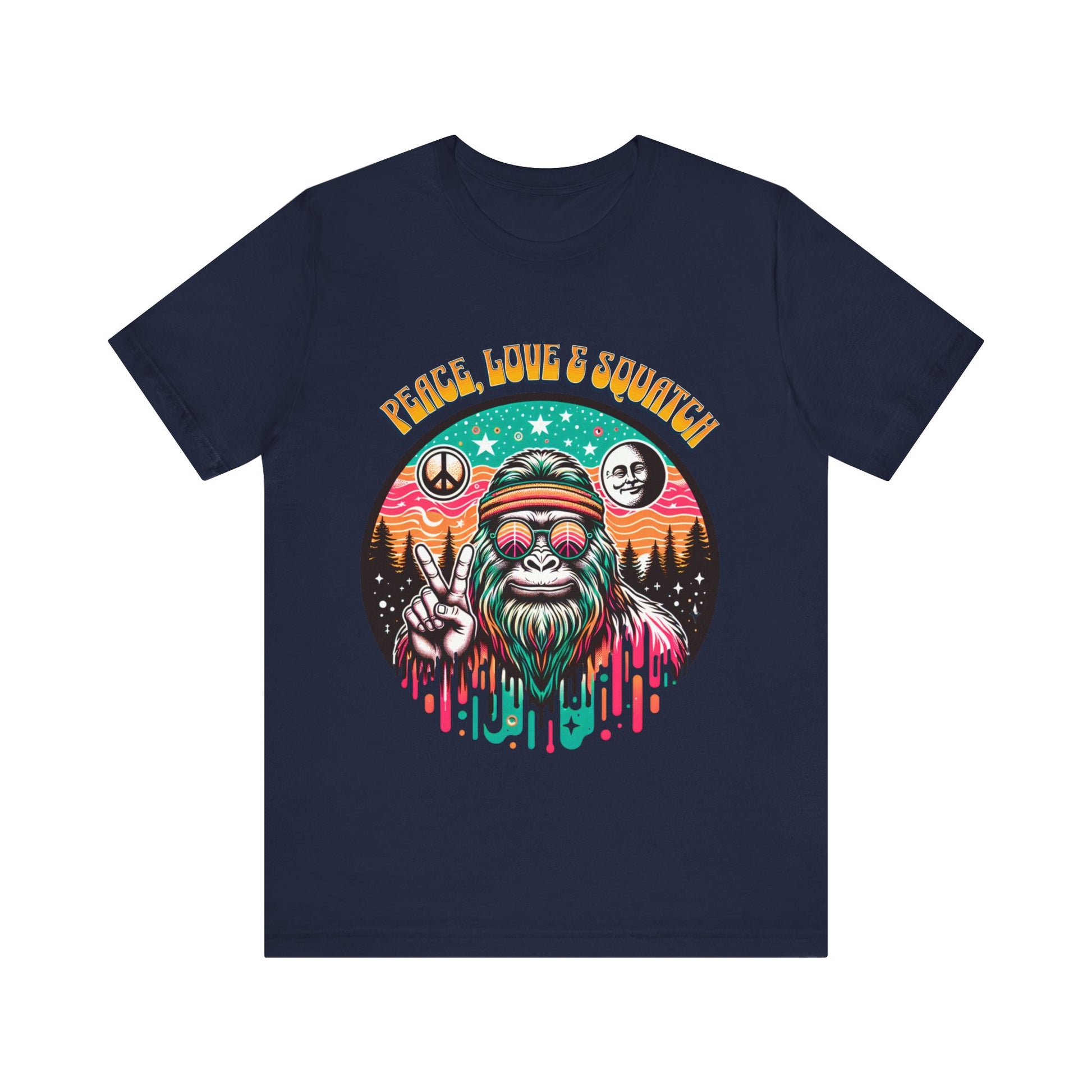 Peace, Love and Squatch - Unisex Jersey Short Sleeve Tee.