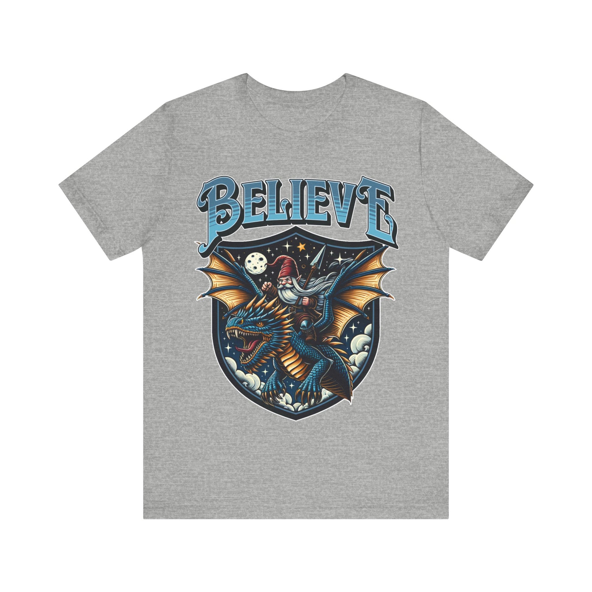 "Believe in Dragons t-shirt with a humorous dragon design"