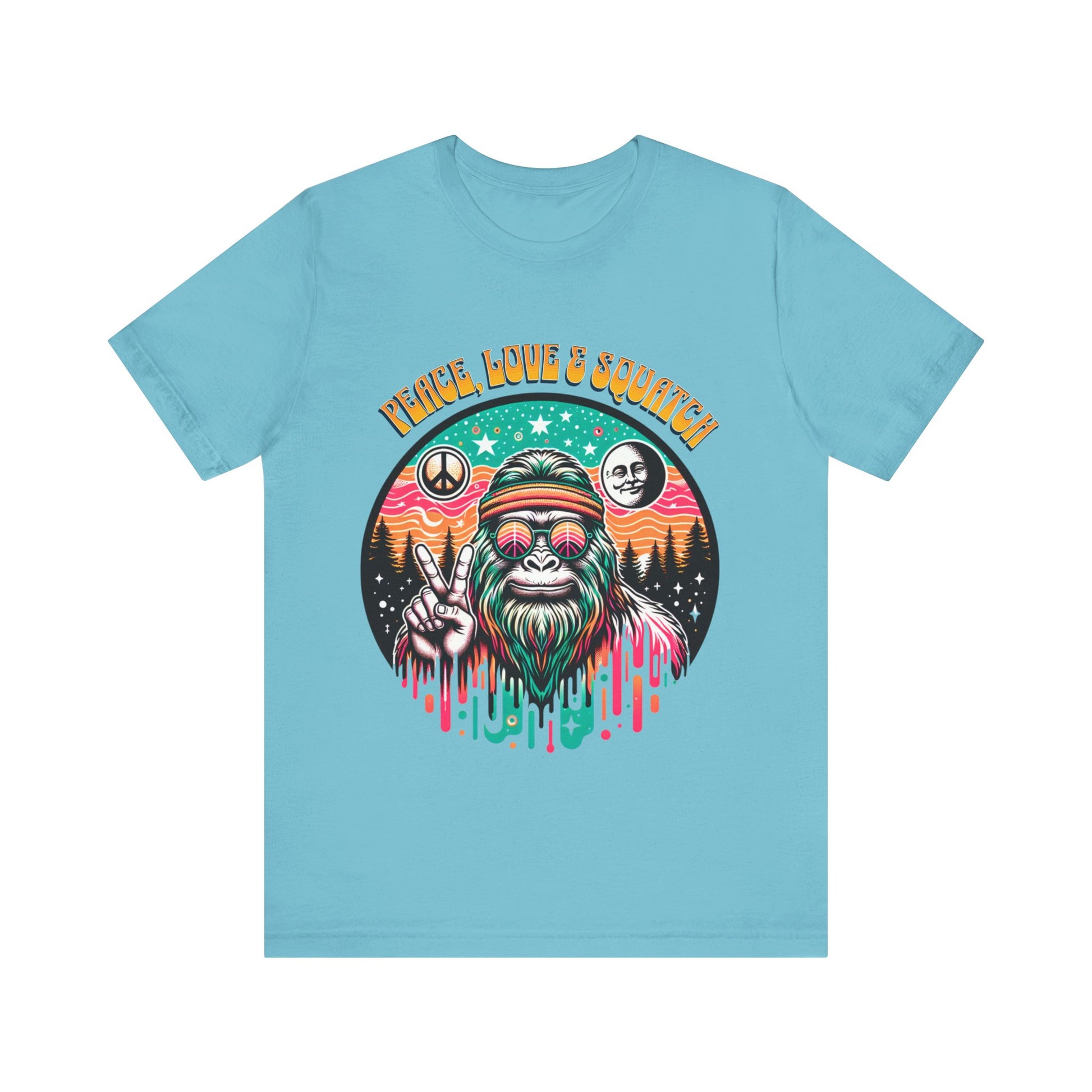 Peace, Love and Squatch - Unisex Jersey Short Sleeve Tee.