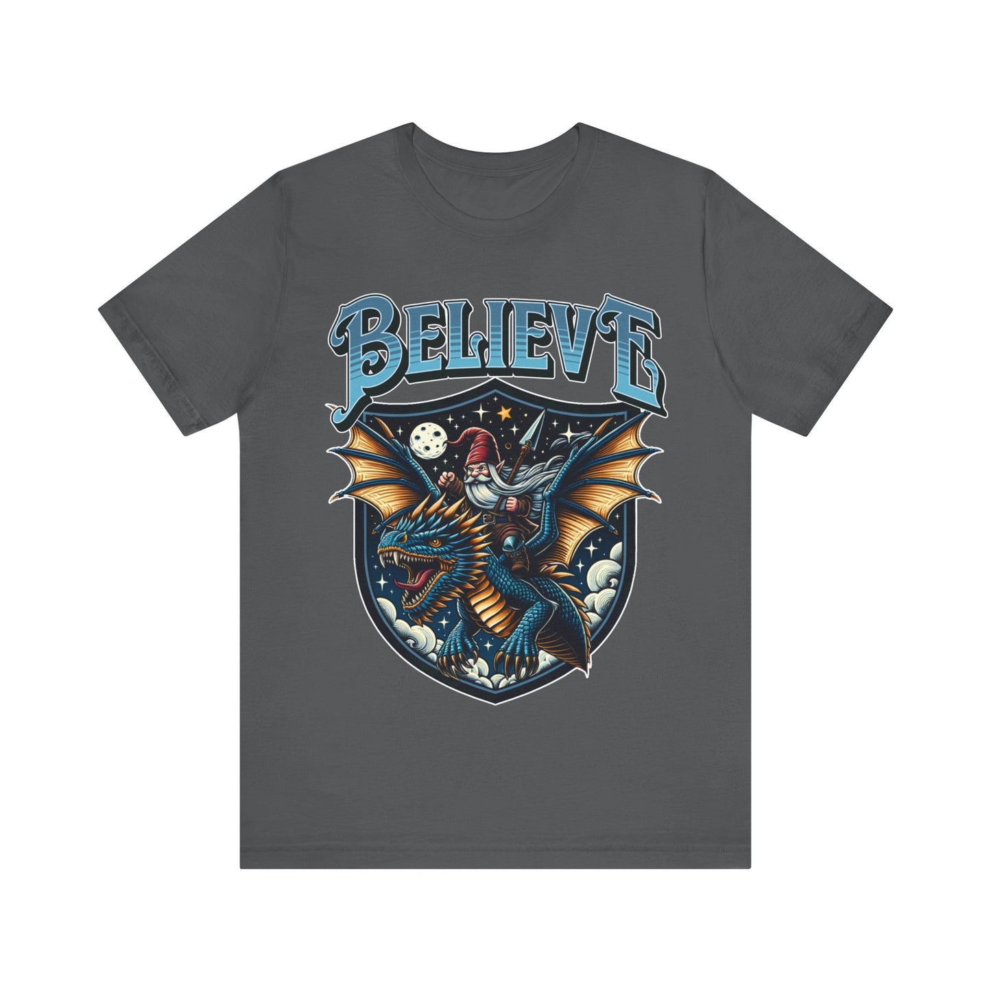 "Believe in Dragons t-shirt with a humorous dragon design"