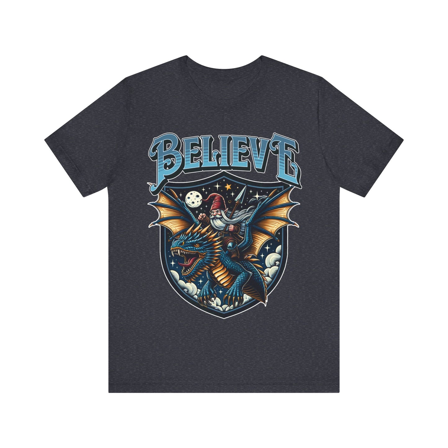 "Believe in Dragons t-shirt with a humorous dragon design"