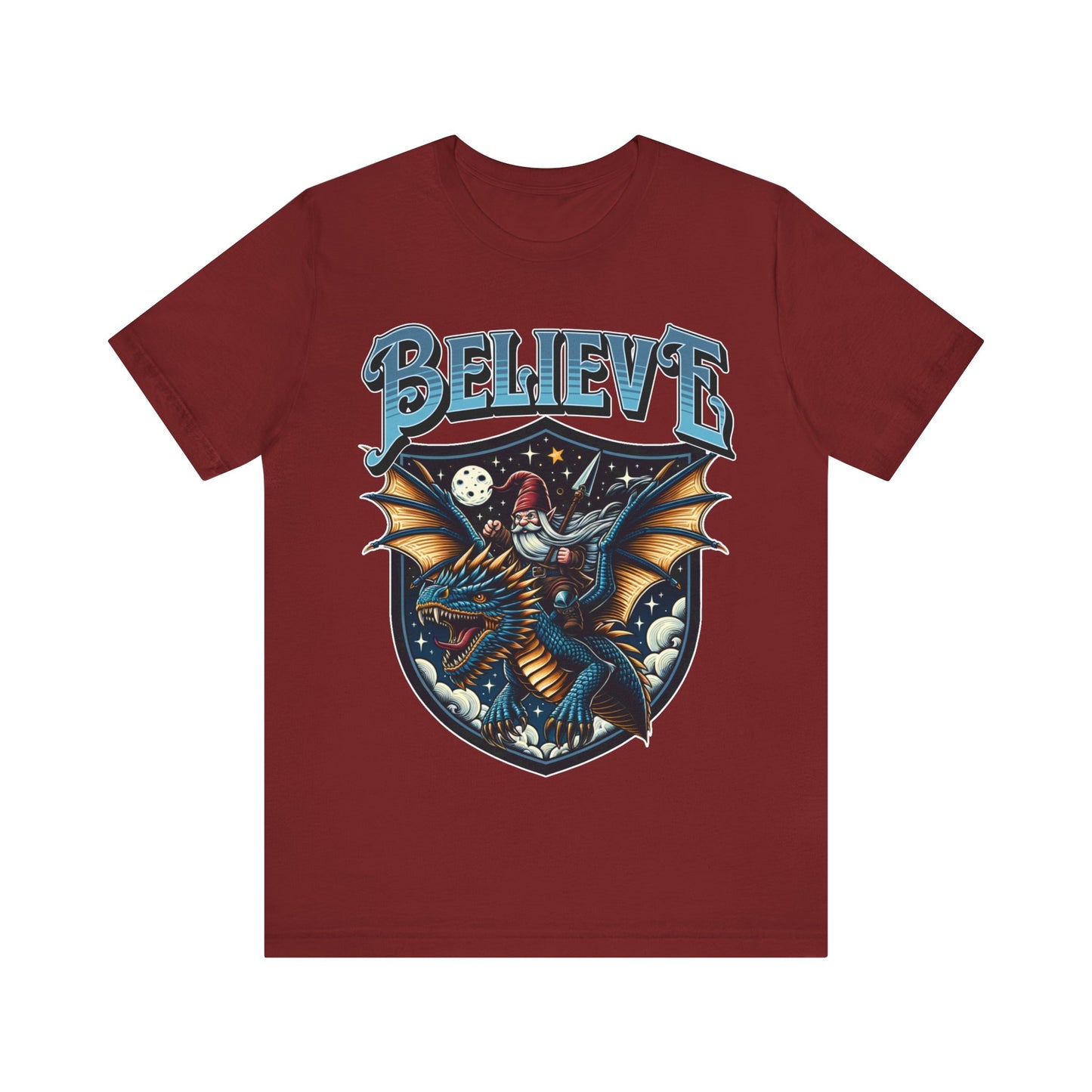 "Believe in Dragons t-shirt with a humorous dragon design"