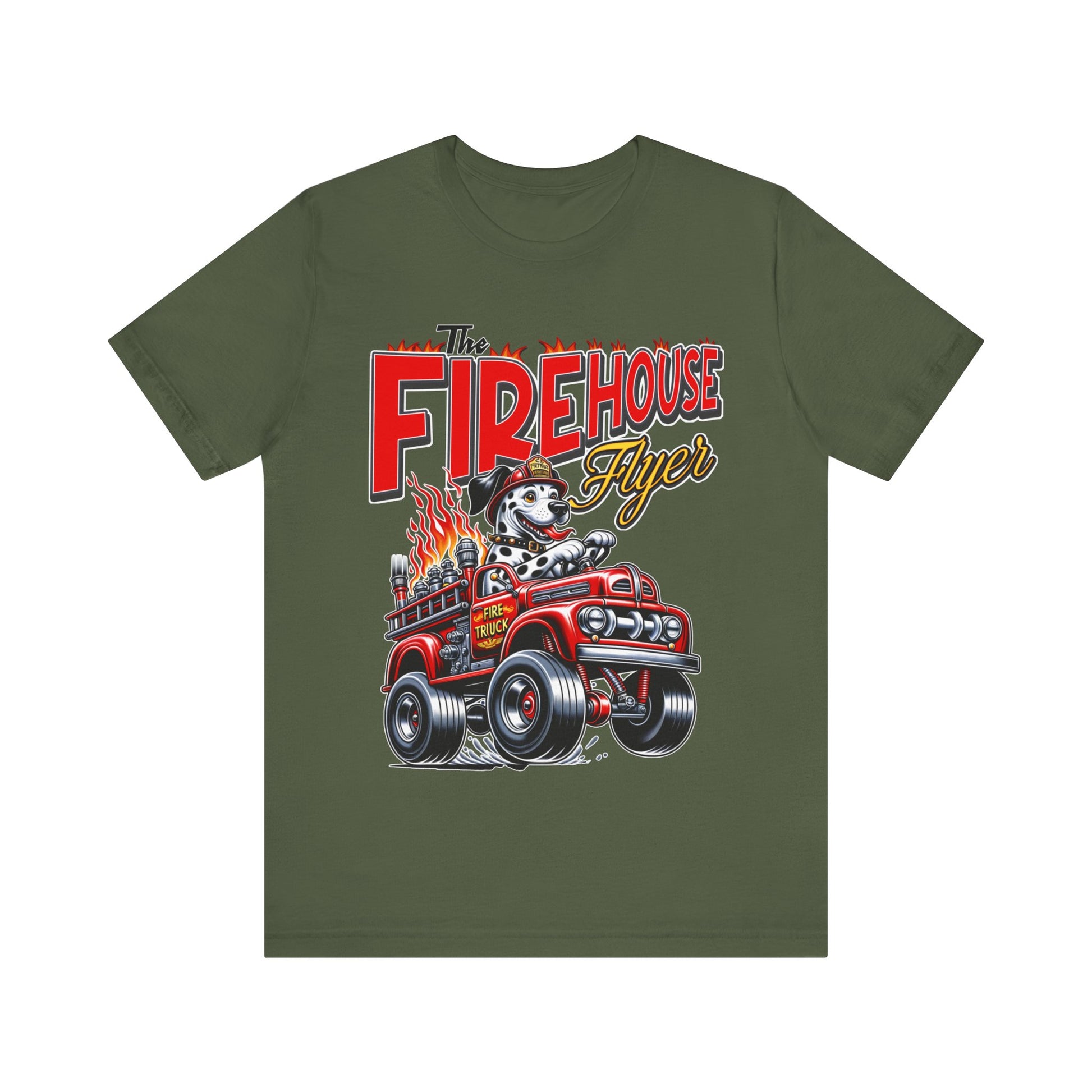 "Rev up your style with our 'Firehouse Flyer' tee, inspired by Big Daddy Roth's legendary designs. Blaze a trail with this fiery tribute. Get yours now!"