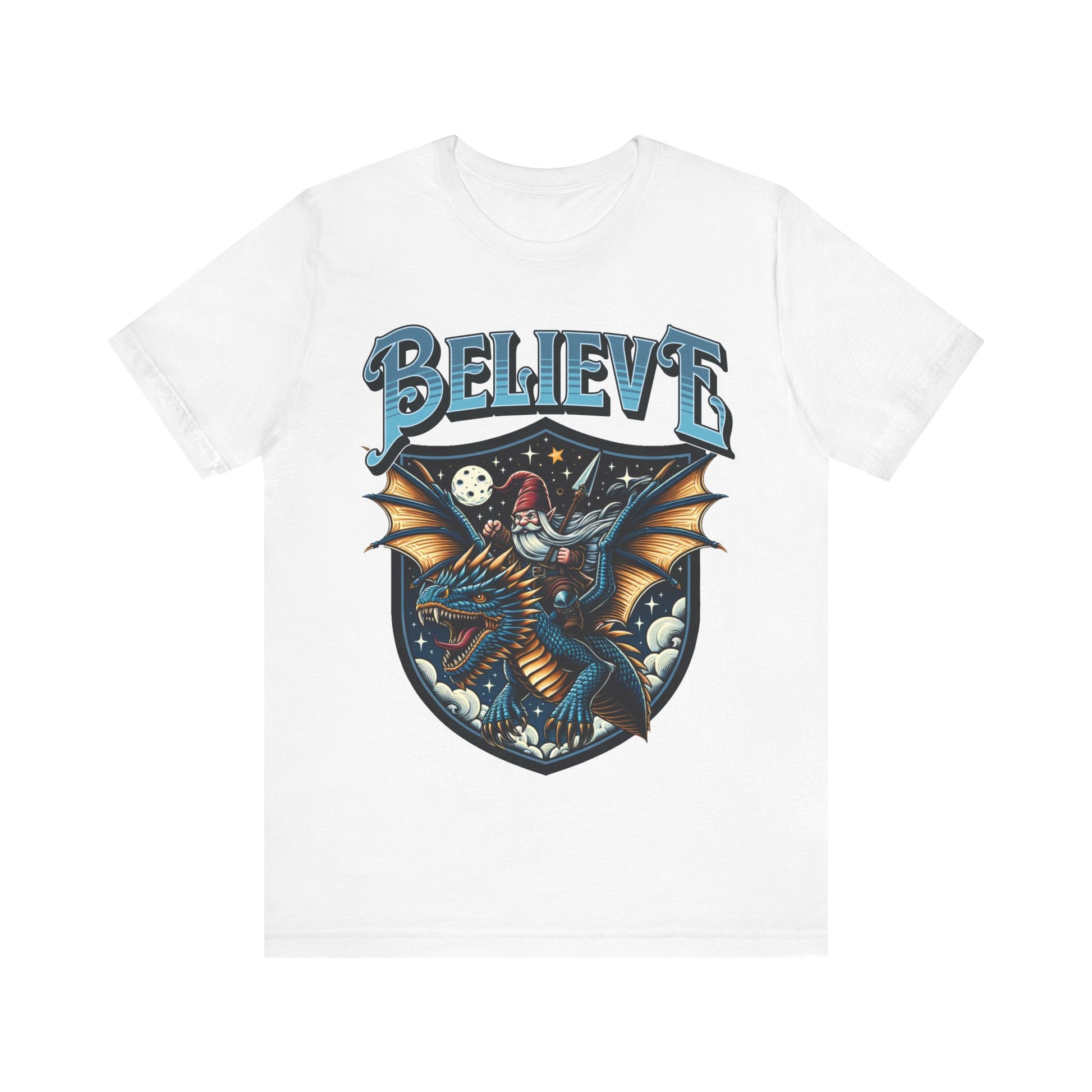 "Believe in Dragons t-shirt with a humorous dragon design"