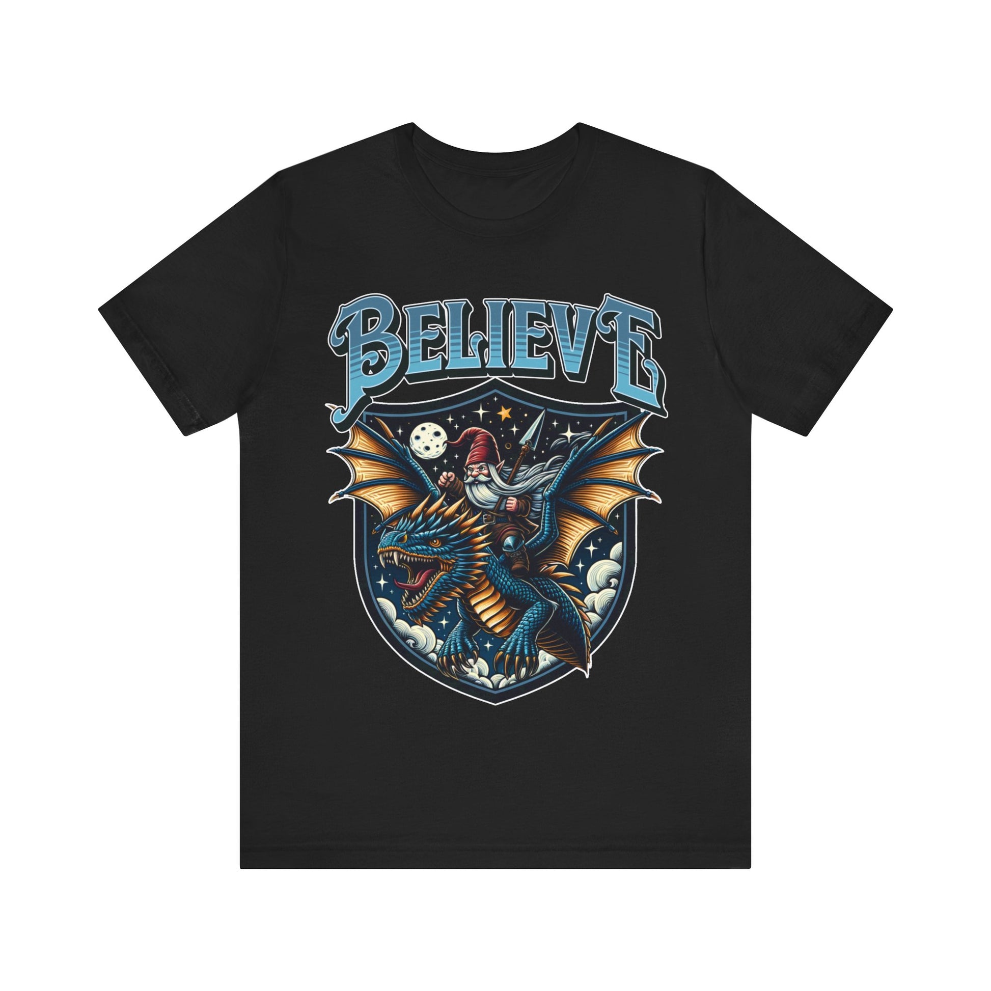 "Believe in Dragons t-shirt with a humorous dragon design"