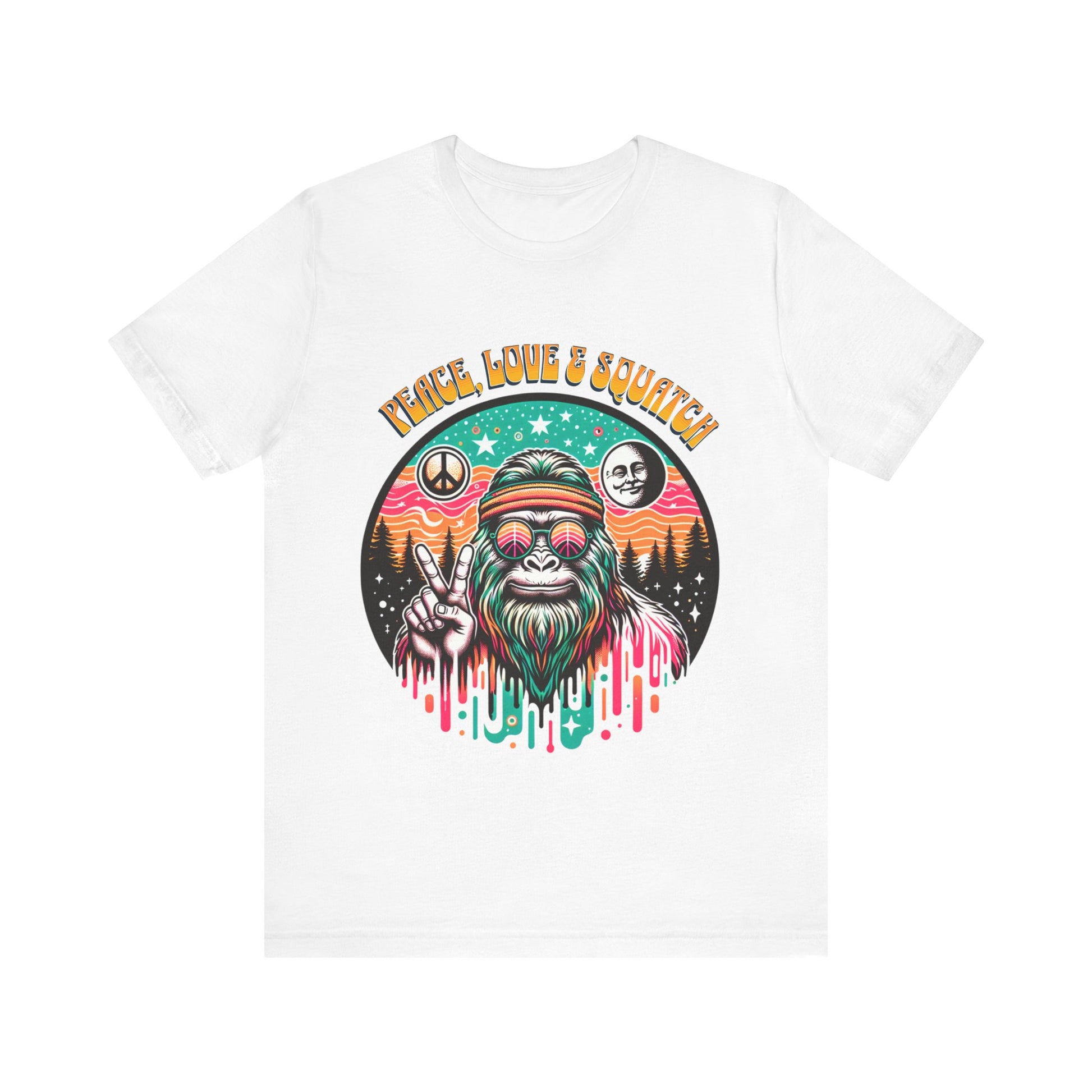 Peace, Love and Squatch - Unisex Jersey Short Sleeve Tee.